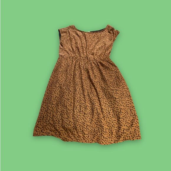 Tulle by Anthropologie Faux Silk Brown Speckled A-Line Midi Dress Size Small - Picture 1 of 9